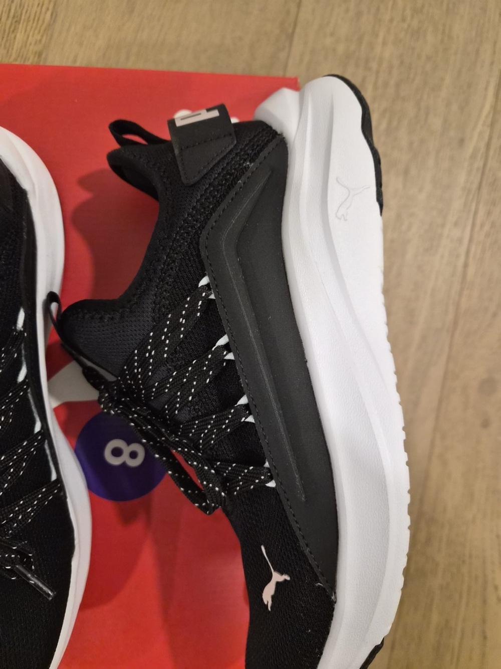 Puma Black and White Knit Lace-Up Sneakers - Picture 7 of 9